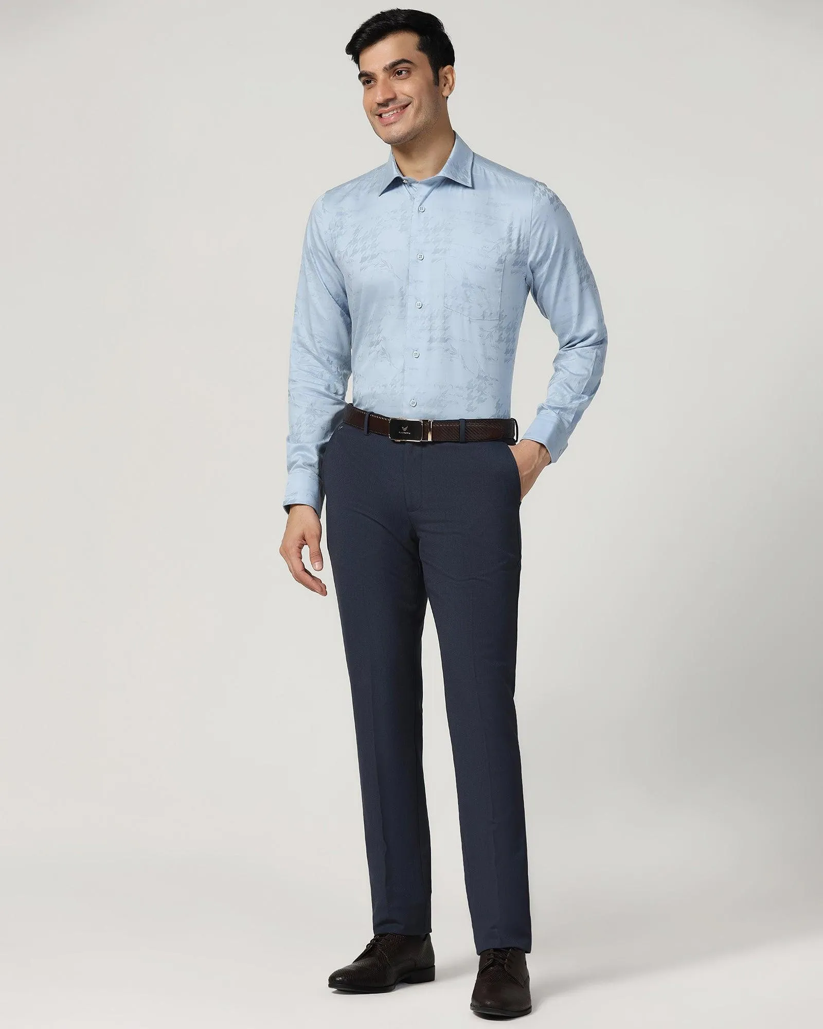 Slim Fit B-91 Formal Navy Textured Trouser - Beetle