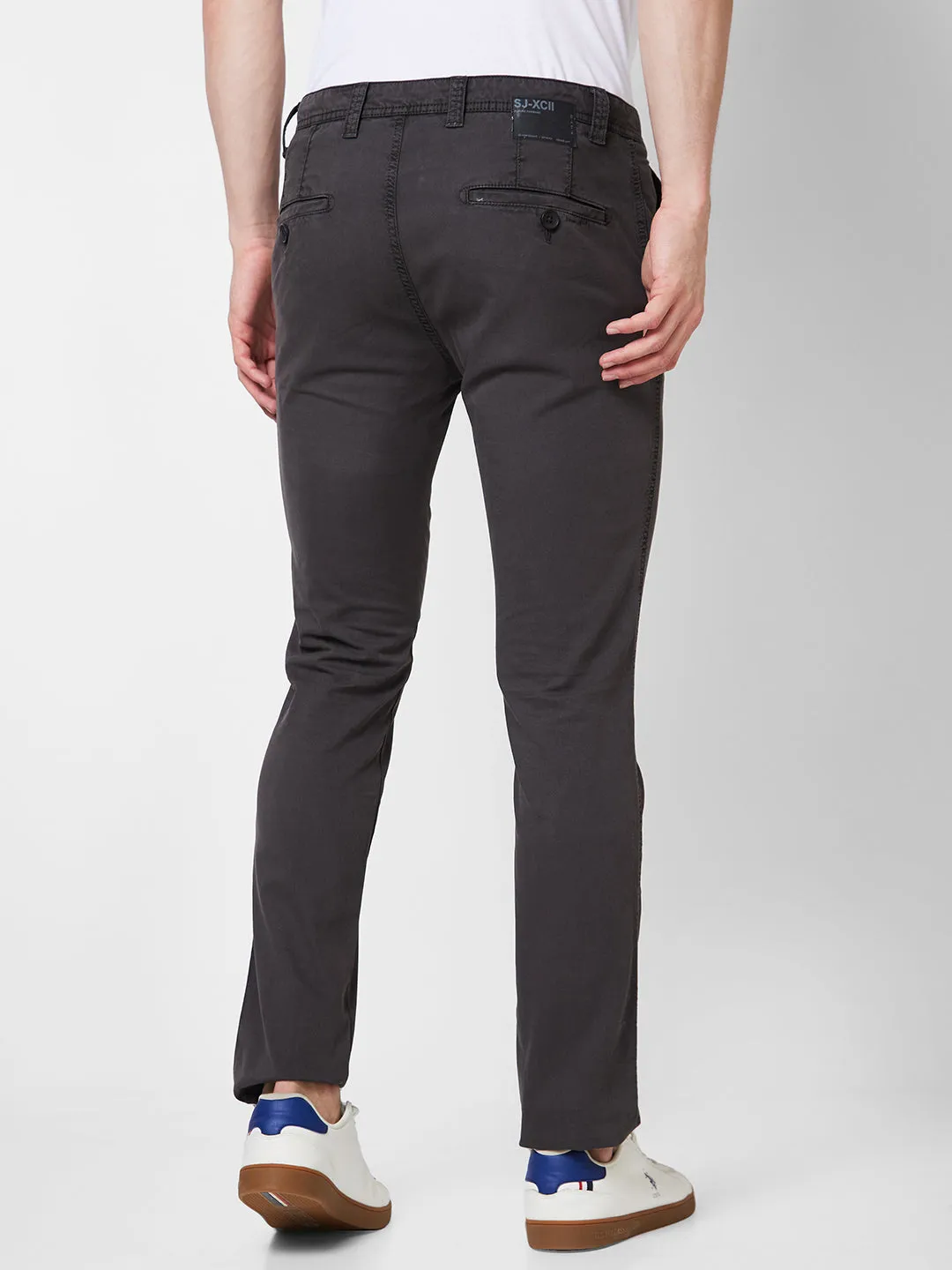 Spykar Mid Rise NEW RICO Grey Trousers For Men