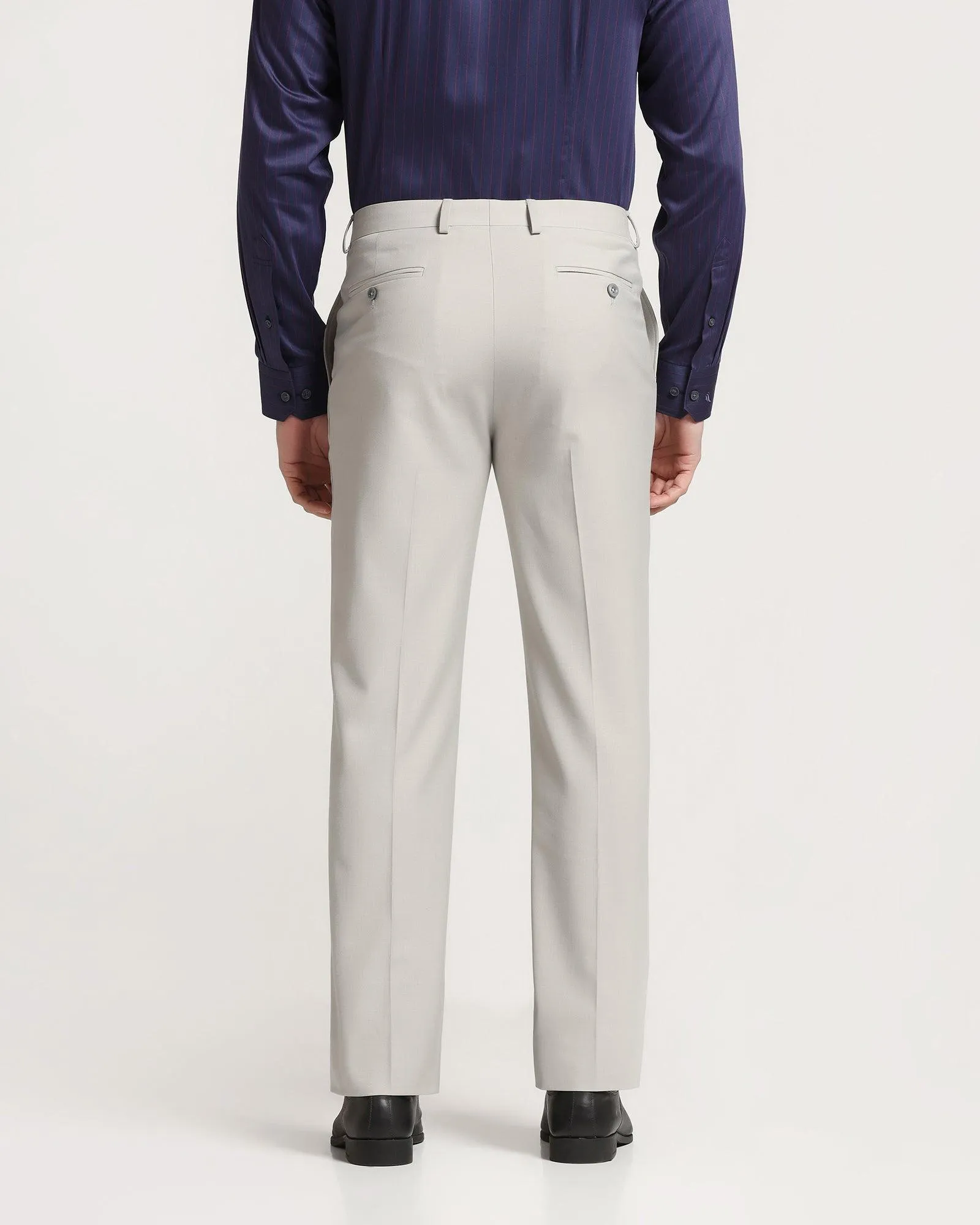 Straight B-90 Formal Grey Solid Trouser - Himalayan