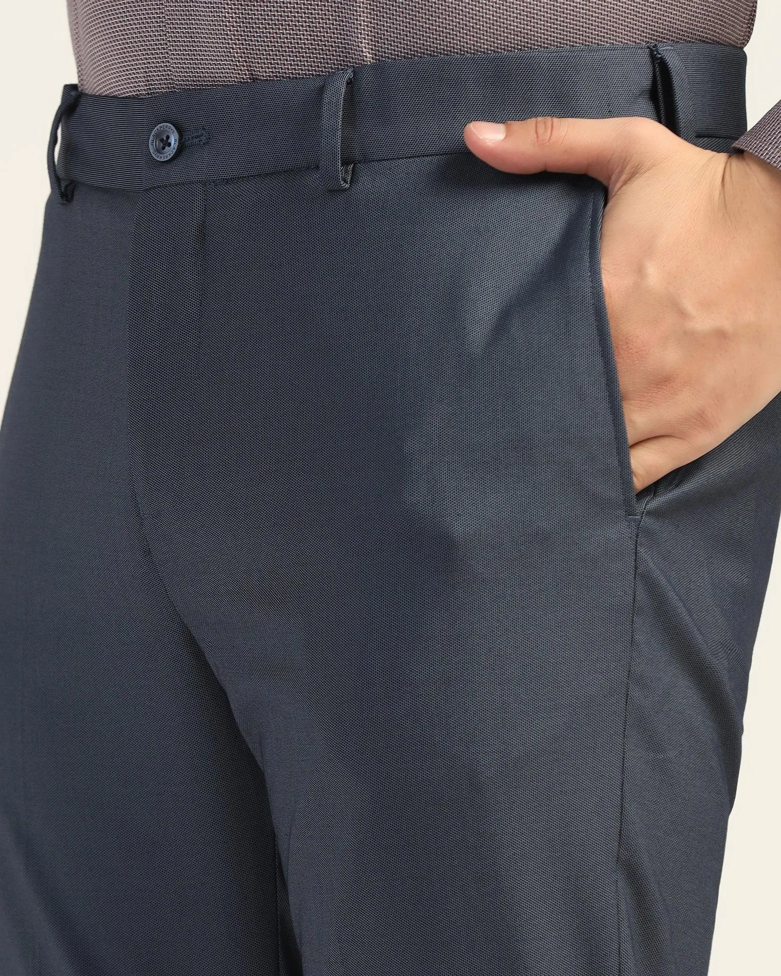 Straight B-90 Formal Navy Textured Trouser - Mazda