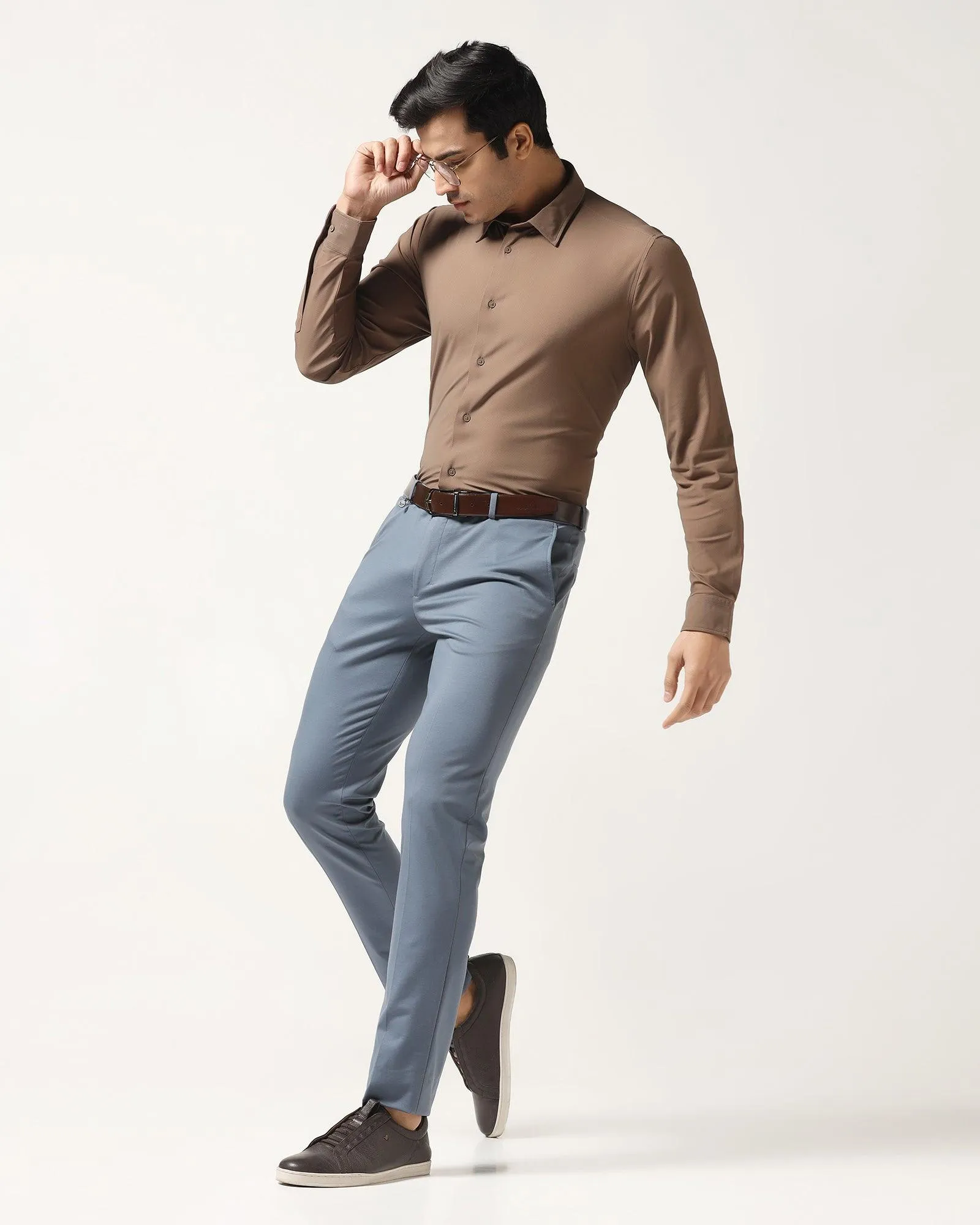 TechPro Formal Brown Textured Shirt - Mello