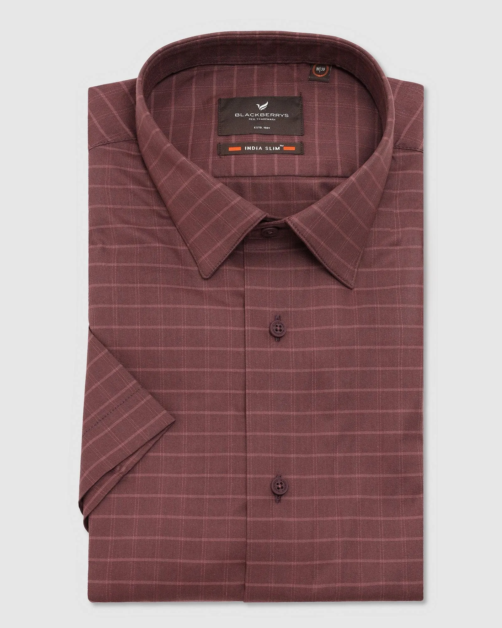 TechPro Formal Half Sleeve Dusty Pink Check Shirt - Becki