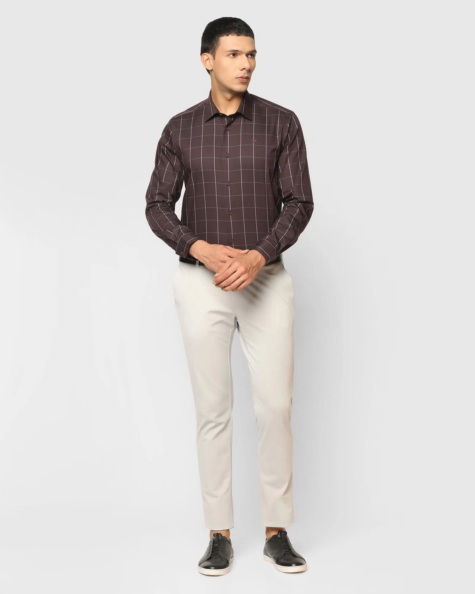 TechPro Formal Plum Check Shirt - Digo