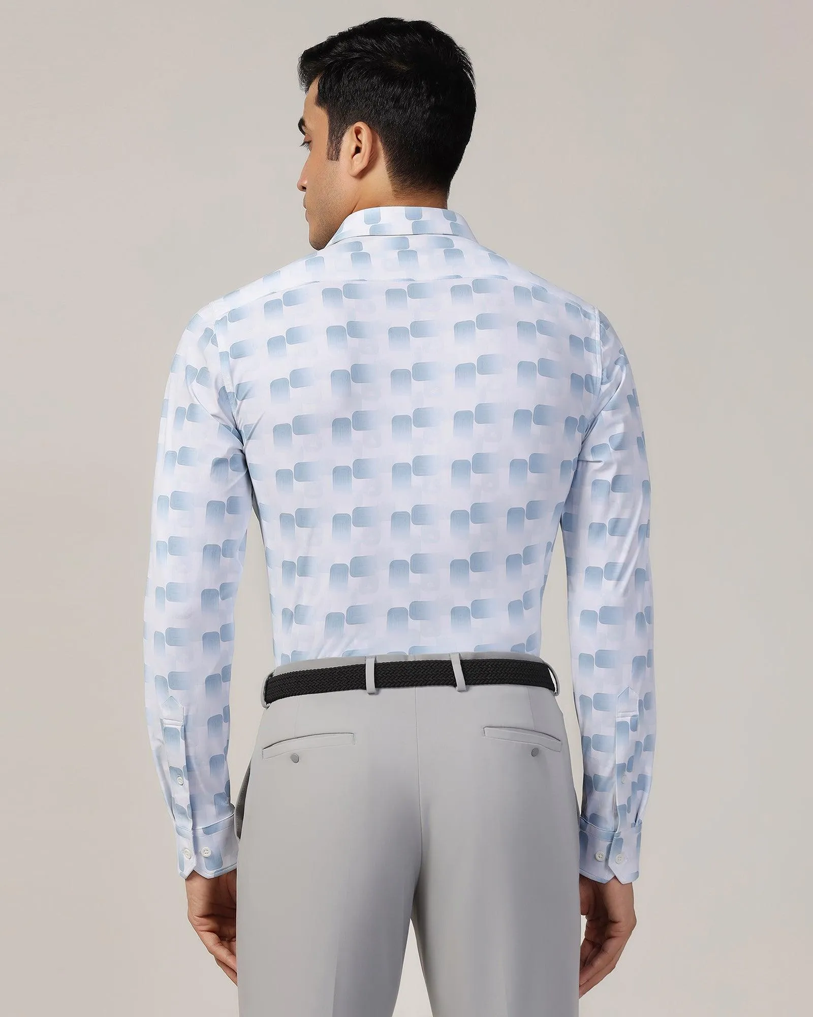 TechPro Formal White Printed Shirt - Tidal