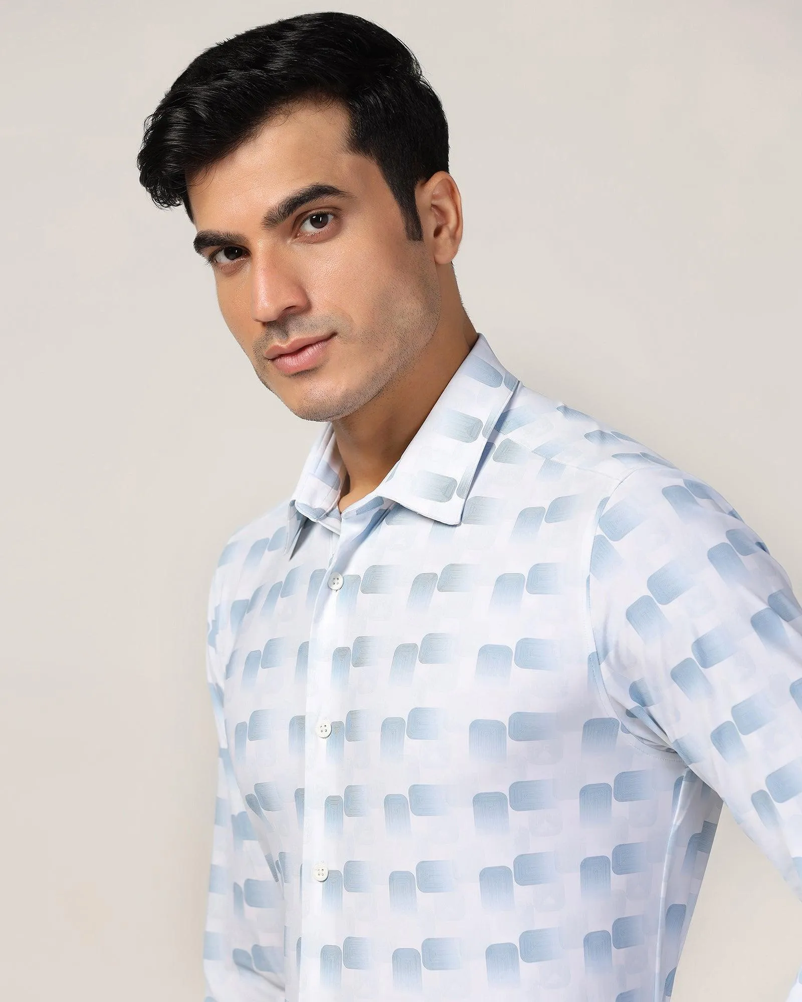 TechPro Formal White Printed Shirt - Tidal