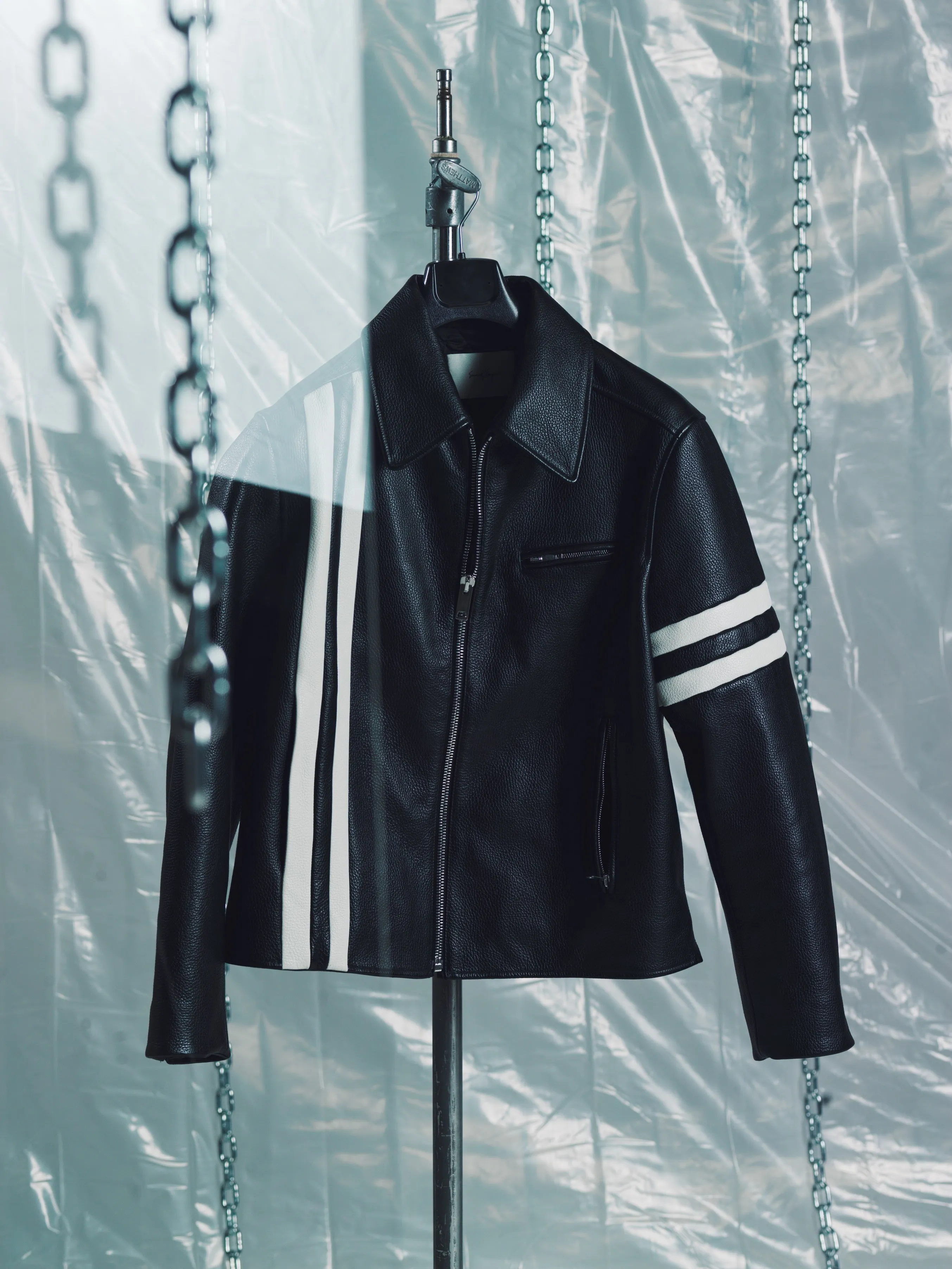 THE RACER LEATHER JACKET | BLACK/IVORY