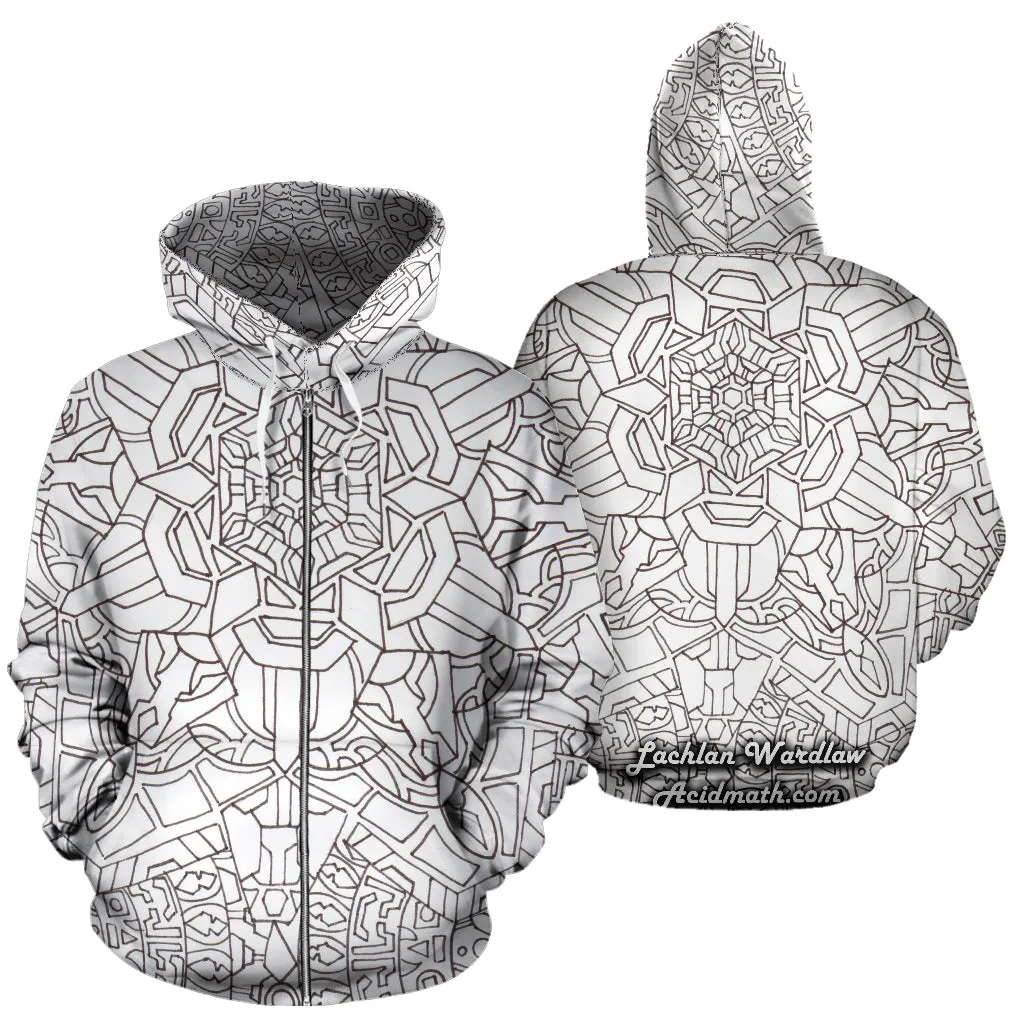 WHITE FLOWER BLOOM Quantum Quilt HOODIE | LACHLAN WARDLAW