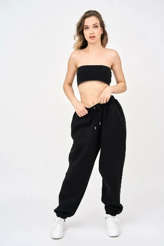 Woman's Bandeau Crop Top And Jogger Set