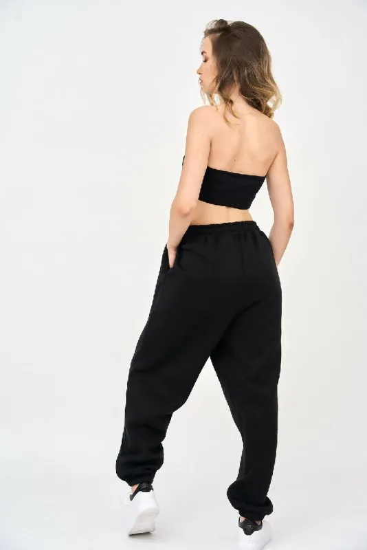 Woman's Bandeau Crop Top And Jogger Set