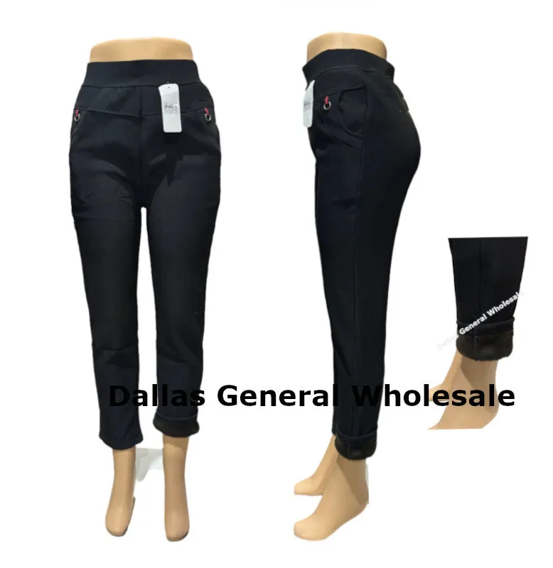 Women Casual Fleece Lining Trousers Pants Wholesale