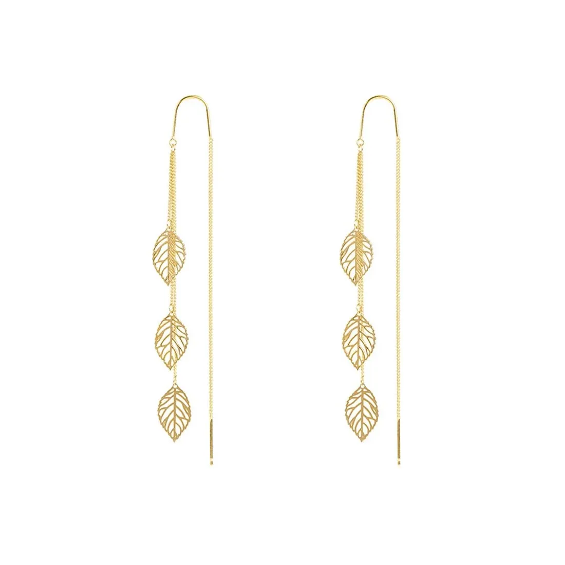 Yellow Chimes Earrings For Women Gold Tone Chain With Leaf Hanging Dangle Earrings For Women and Girls