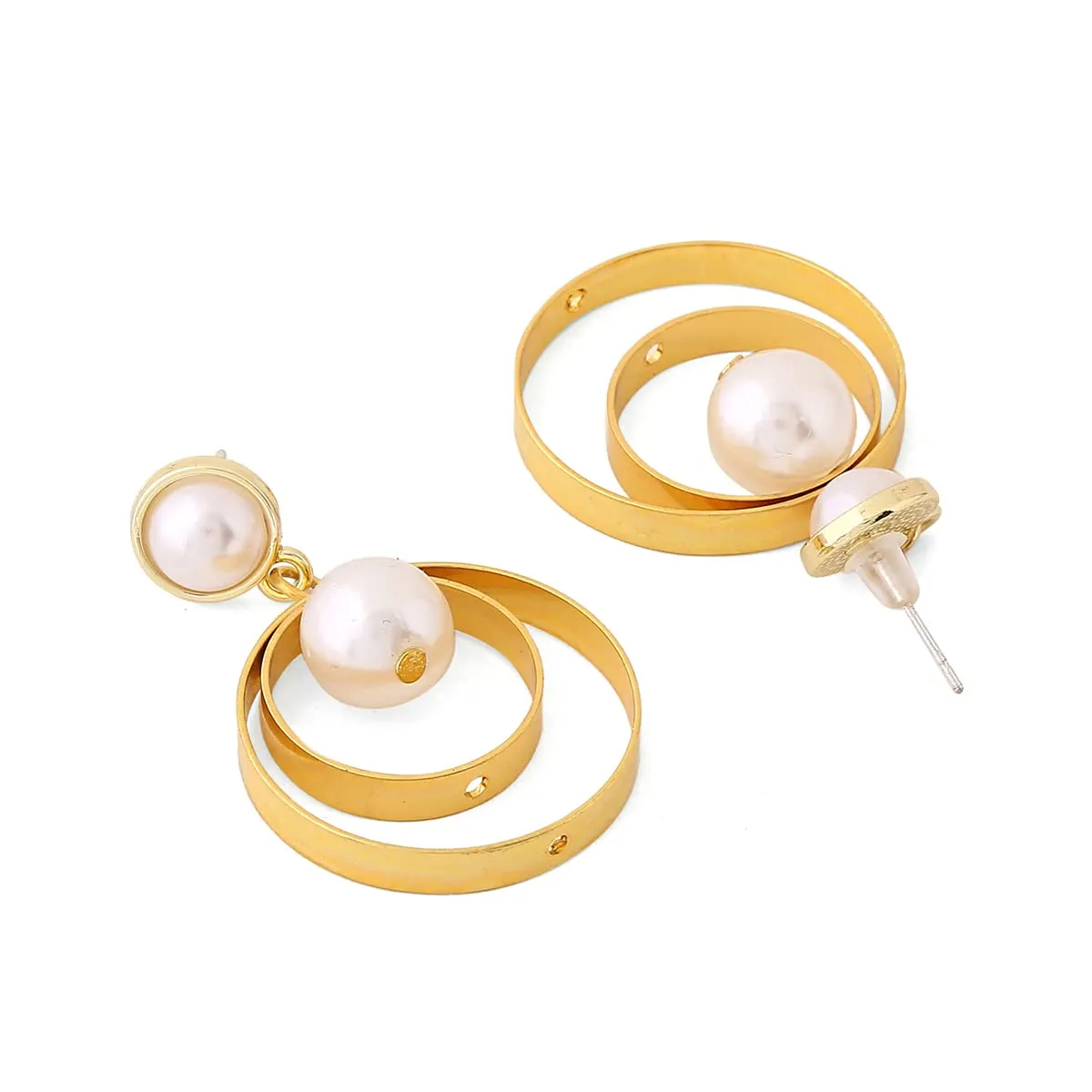 Yellow Chimes Earrings For Women Gold Tone Pearl Circle Dngle Drop Earring For Women and Girl