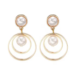 Yellow Chimes Earrings For Women Gold Tone Pearl Circle Dngle Drop Earring For Women and Girl