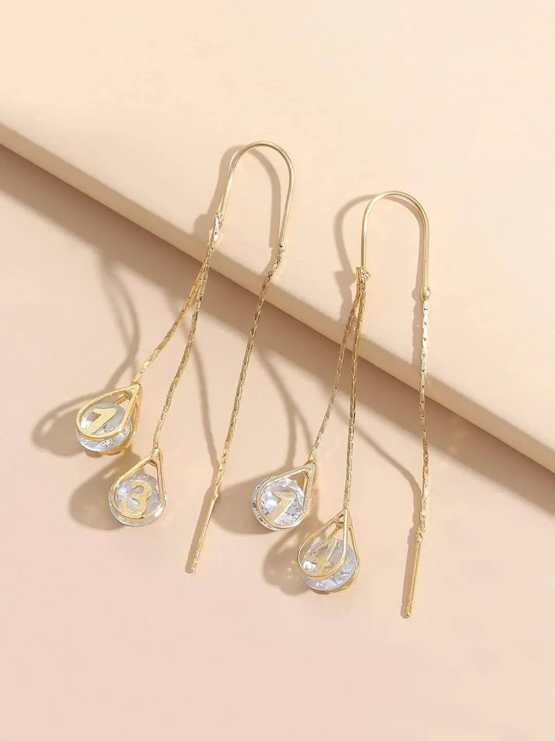 Yellow Chimes Earrings For Women Gold Toned Crystal Studded Tear Drop Shape Chain Tassel Dangler Earrings For Women and Girls