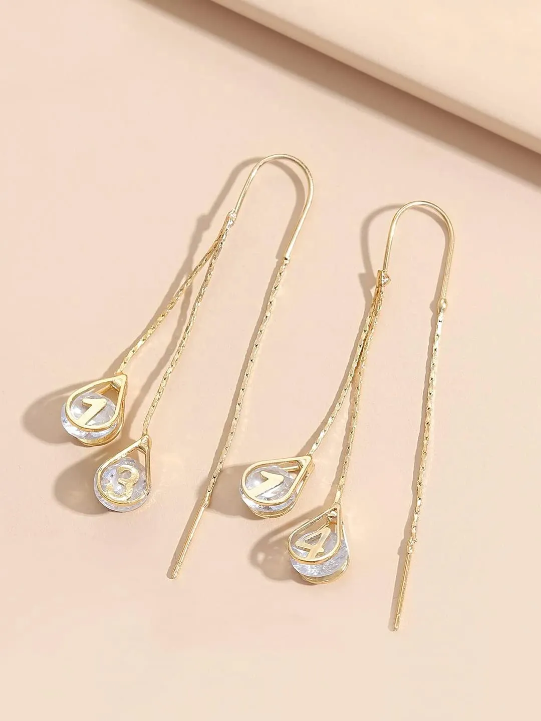 Yellow Chimes Earrings For Women Gold Toned Crystal Studded Tear Drop Shape Chain Tassel Dangler Earrings For Women and Girls